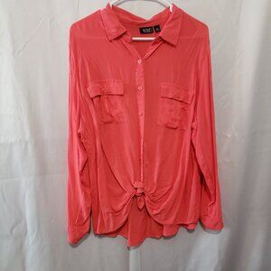 a.n.a Button up Blouse Coral Pink Sixe 1X